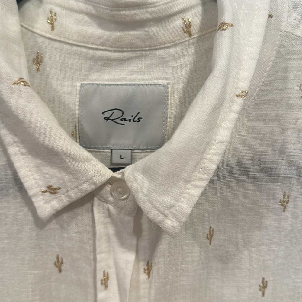 Rails Charli Golden Cactus Linen Blend Button-Up … - image 4